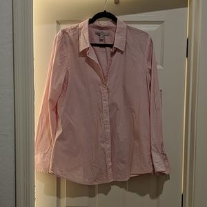 Red white striped long sleeve button up shirt